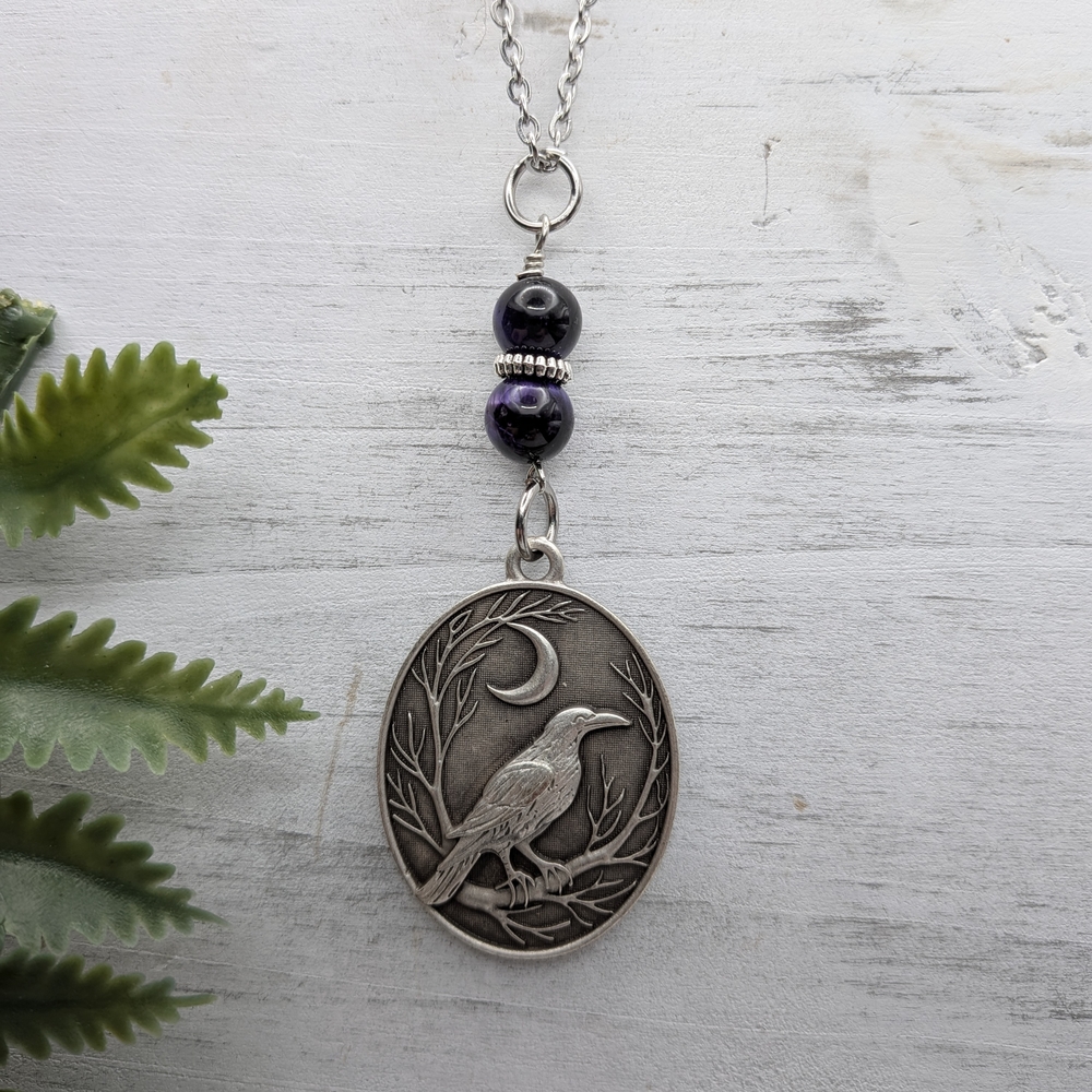 Silver Raven Pendant Necklace - Picture 2 of 4